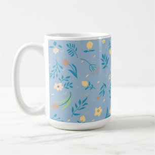 Cute Modern Pattern Nature Floral Blue Vintage Coffee Mug