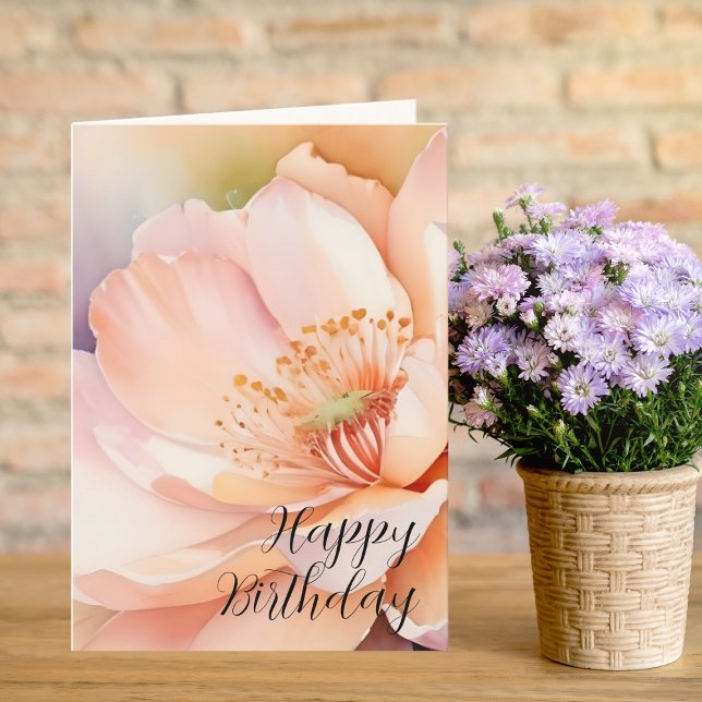 Cute Modern Peach Rose Birthday card  (Creator Uploaded)