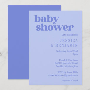 Cute Modern Periwinkle Purple Baby Shower Invitation