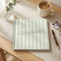 Cute Modern Personalised Sage Green Striped