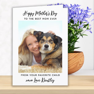 Cute Modern Pet Mum Mother's Day Custom Photo Holiday Card