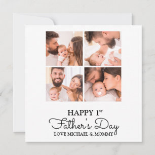 Cute Modern Photo Collage Happy First Fathers Day Card