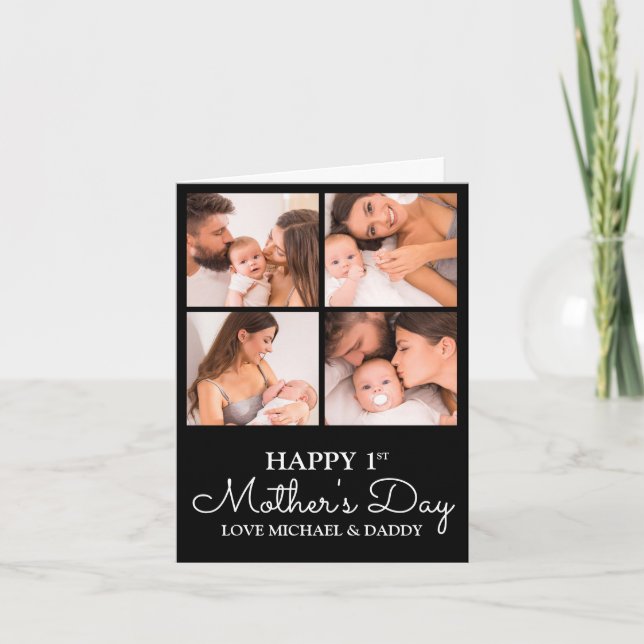 Cute Modern Photo Collage Happy First Mothers Day Card (Front)