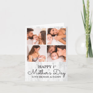 Cute Modern Photo Collage Happy First Mothers Day Holiday Card
