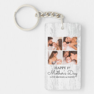 Cute Modern Photo Collage Happy First Mothers Day Key Ring