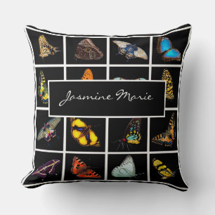 Cute Modern Photography Butterfly Add Name Cushion