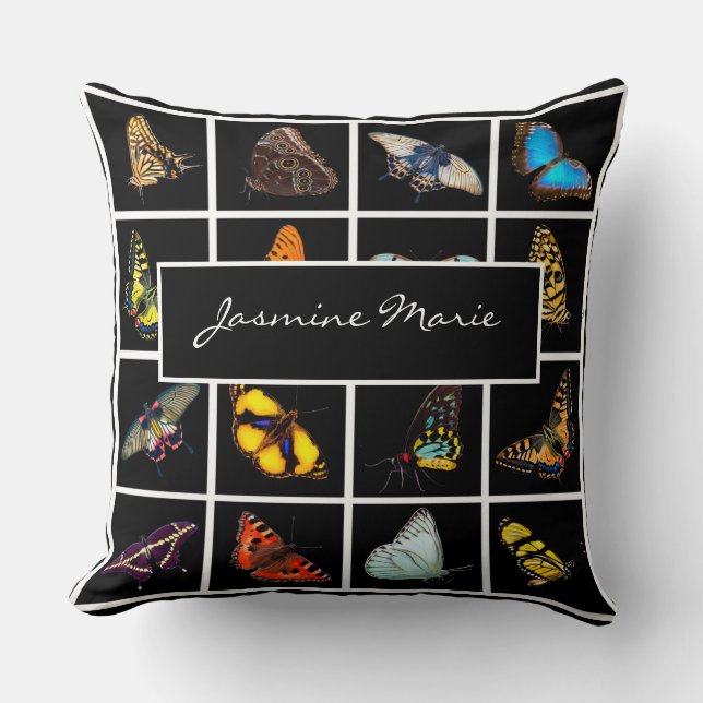 Cute Modern Photography Butterfly Add Name Cushion (Front)