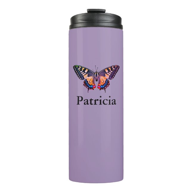 Cute Modern Photography Butterfly Add Name Thermal Tumbler (Front)