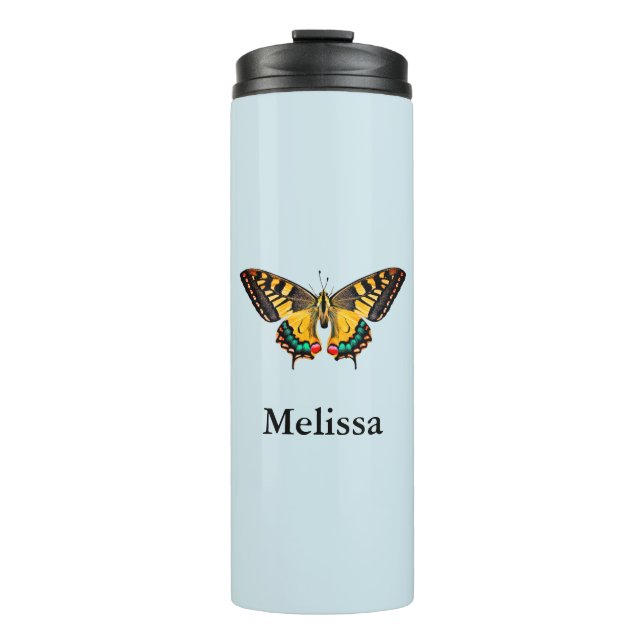 Cute Modern Photography Butterfly Add Name Thermal Tumbler (Front)