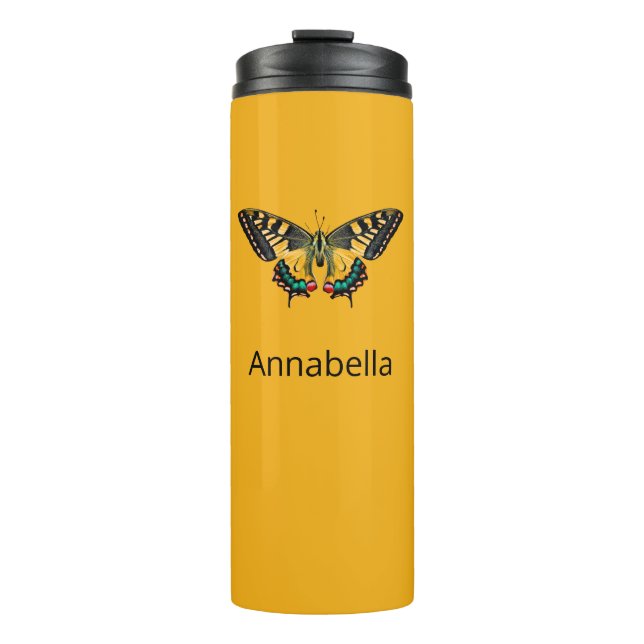 Cute Modern Photography Butterfly Add Name Thermal Tumbler (Front)
