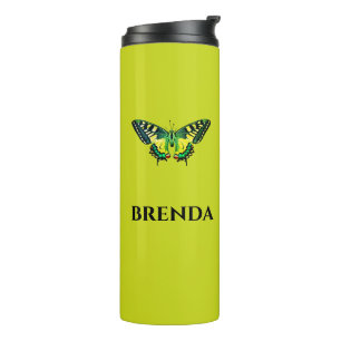 Cute Modern Photography Butterfly Green Thermal Tumbler
