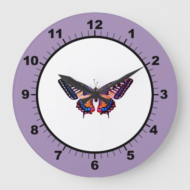 Cute Modern Photography Butterfly Large Clock (Front)