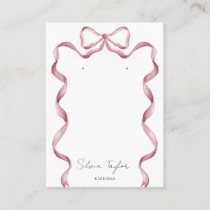 cute modern pink bow ribbon earring display business card