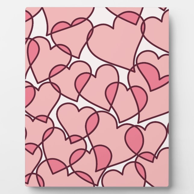 Cute Modern Pink Hearts pattern Plaque (Front)