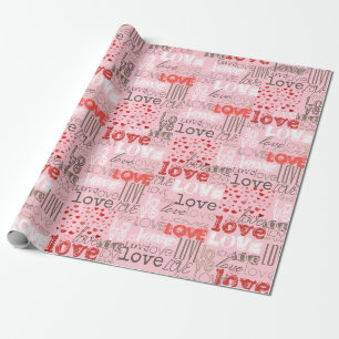 Cute Modern Pink Love Heart Pattern Wrapping Paper