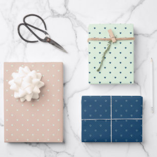 Cute Modern Polka Dot Hearts Pattern Wrapping Paper Sheet