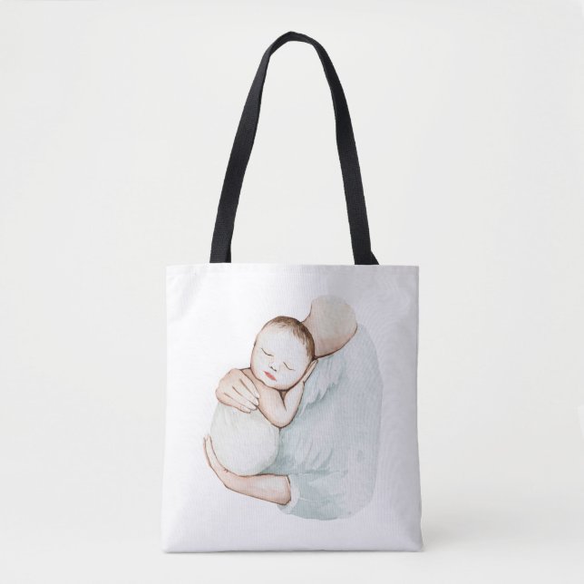 Cute Modern Pregnancy Mum & Baby Simple Watercolor Tote Bag (Front)