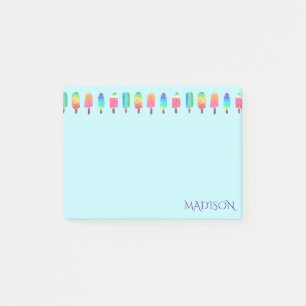 Cute Modern Purple Blue Popsicle Pattern Girly Post-it Notes