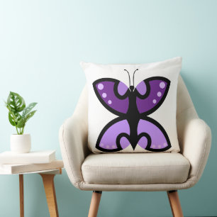 Cute Modern Purple Butterfly Graphic Accent Cushion