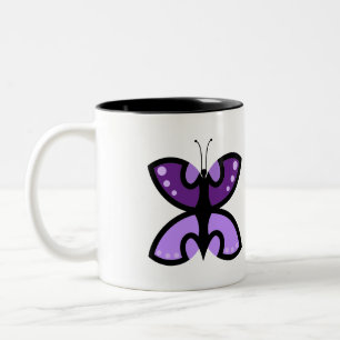 Cute Modern Purple Butterfly Graphic Accent Two-Tone Coffee Mug