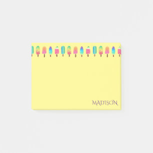 Cute Modern Purple Yellow Popsicle Pattern Girly Post-it Notes