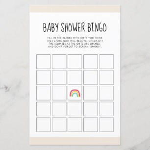 Cute modern rainbow Baby shower Bingo game
