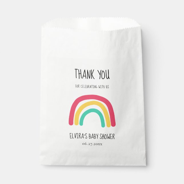 Cute modern rainbow Baby shower Favour Bags (Front)