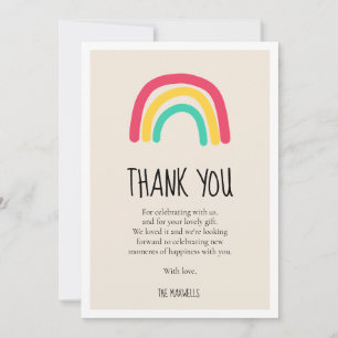 Cute modern rainbow Baby shower Thank You Card