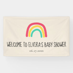 Cute modern rainbow Baby shower Welcome Banner
