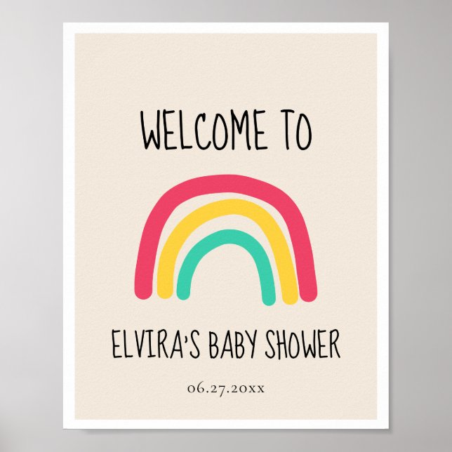 Cute modern rainbow Baby shower welcome Poster (Front)
