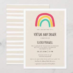 Cute modern rainbow Virtual Baby shower Invitation