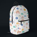 Cute Modern Rainbows and Clouds Pattern Printed Backpack<br><div class="desc">Cute and colourful rainbows and clouds repeat pattern.</div>