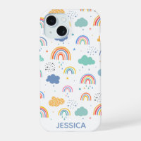 Cute Modern Rainbows & Clouds Pattern Personalised