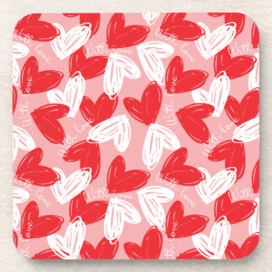 Cute Modern red and white hearts pattern Coaster