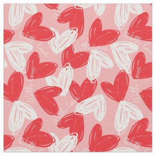 Cute Modern red and white hearts pattern Fabric