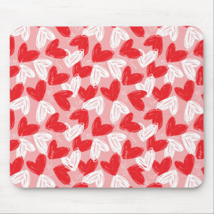 Cute Modern red and white hearts pattern Mouse Mat