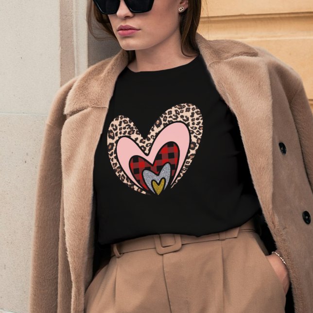 Cute Modern Red Heart Happy Valentines Day Gift  T-Shirt (Creator Uploaded)