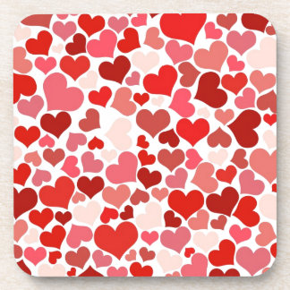 Cute Modern Red Heart Pattern Coaster