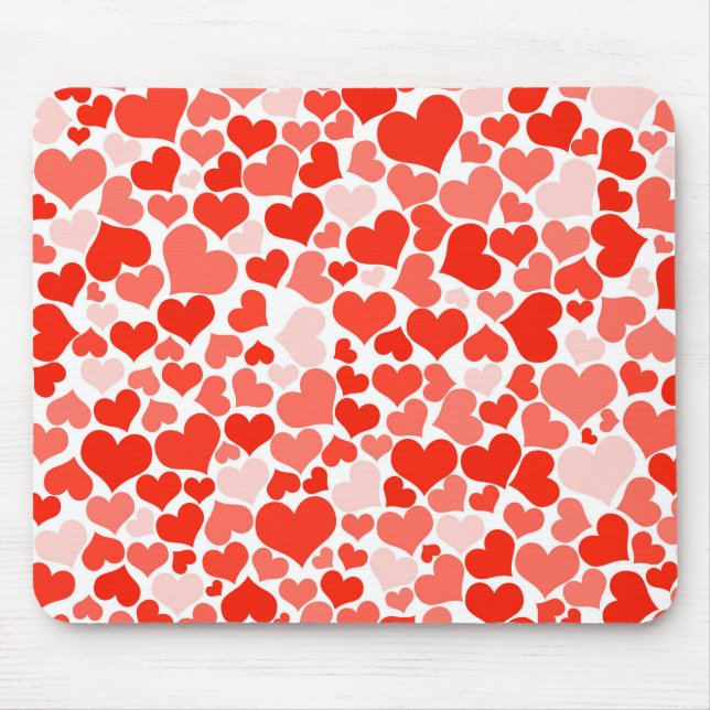 Cute Modern Red Heart Pattern Mouse Mat (Front)