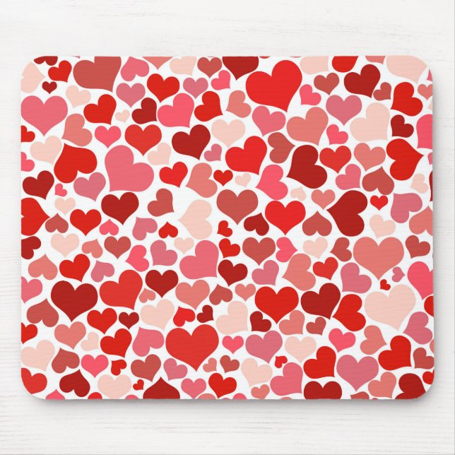 Cute Modern Red Heart Pattern Mouse Mat (Front)