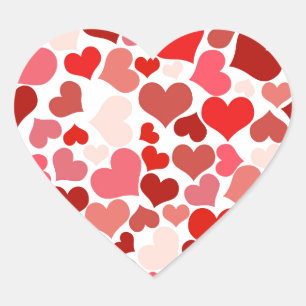 Cute Modern Red Heart Pattern Sticker