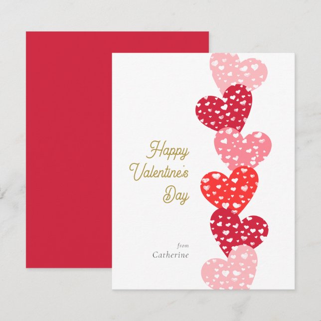 Cute Modern Red Hearts Happy Valentine's day Card (Front/Back)