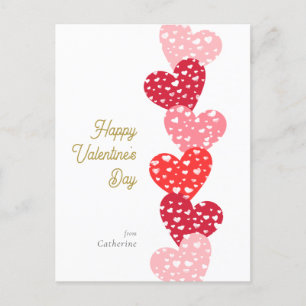 Cute Modern Red Hearts Happy Valentine's day Postcard
