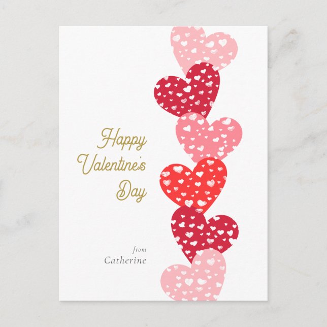 Cute Modern Red Hearts Happy Valentine's day  Postcard (Front)