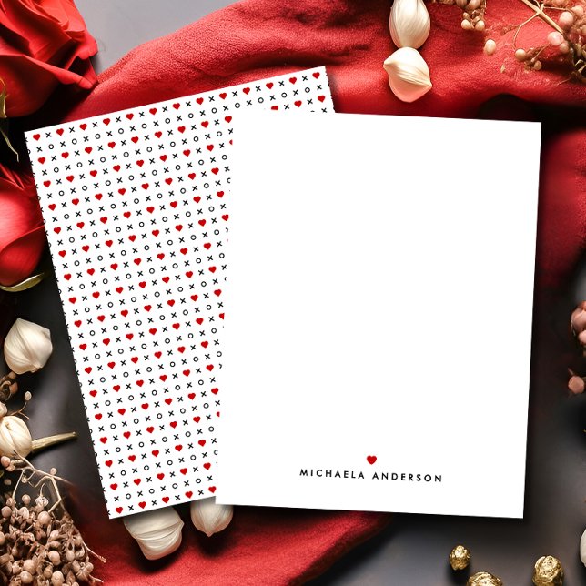 Cute Modern Red Hearts & XO's Custom Name Card (Creator Uploaded)