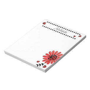 Cute Modern Red Ladybug Personalised Notepad