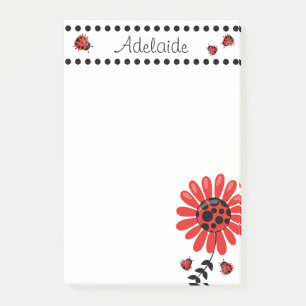 Cute Modern Red Ladybug Personalised Post-it Notes