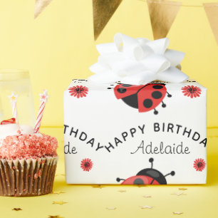 Cute Modern Red Ladybug Personalised Wrapping Pape Paper