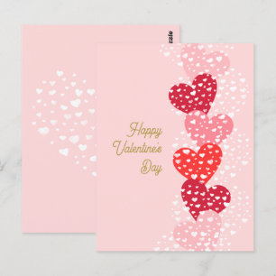 Cute Modern Red Pink Hearts Happy Valentine's day  Postcard