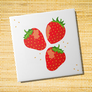 Cute Modern Red Strawberries Tile